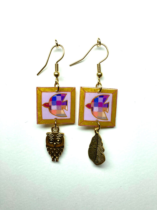Mes petits cadres | Boucles d'oreille, 2 tableaux, 55
